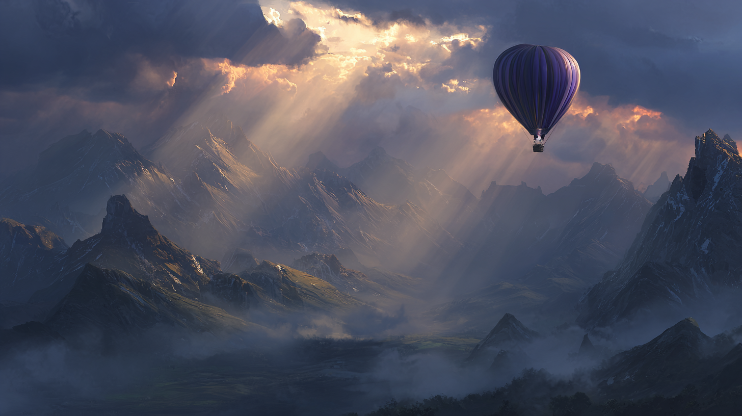 🌄薄雾山峦，热气球的诗意远方